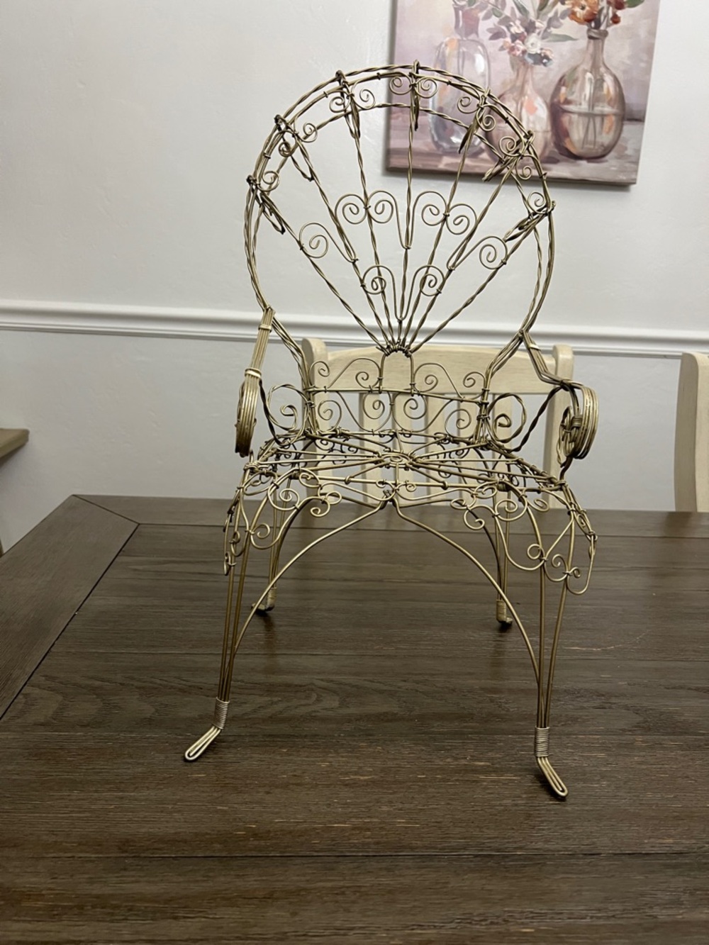 Ornate Gold Wire Decorative peacock Chair Accent